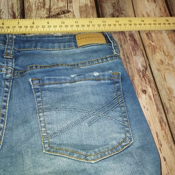 Aeropostale Light Blue Distressed Jean Shorts - Picture 10 of 14